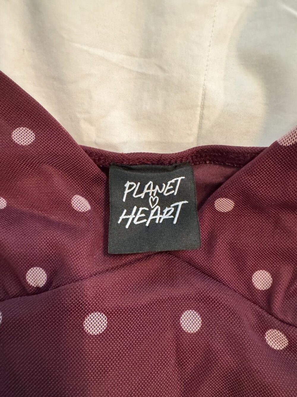 Planet Heart Burgundy Polka Dot Mesh Maxi Dress S NWOT - Picture 5 of 11